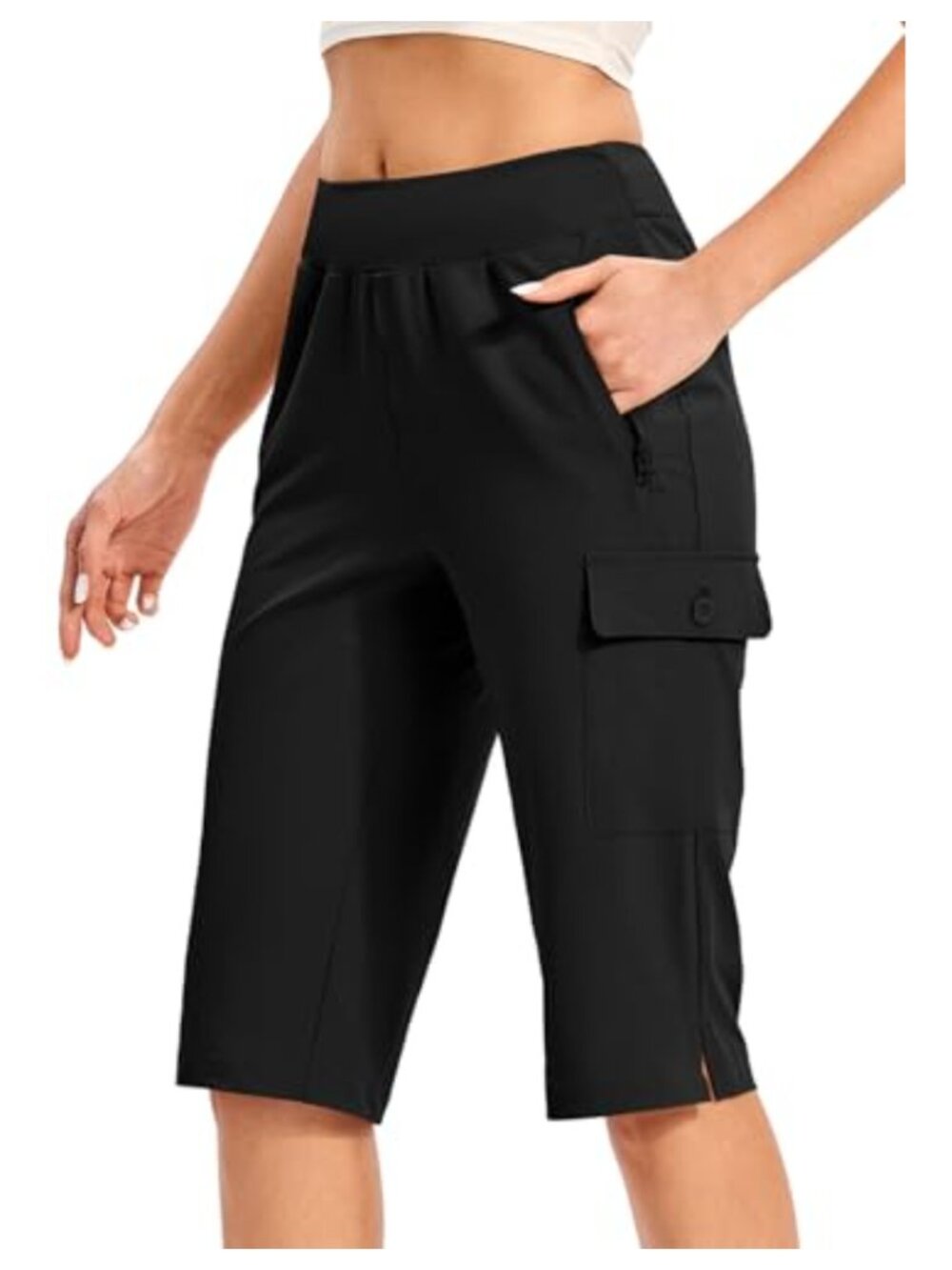 Women's Long Hiking Shorts Knee Length Cargo Bermuda Capris Quick Dry